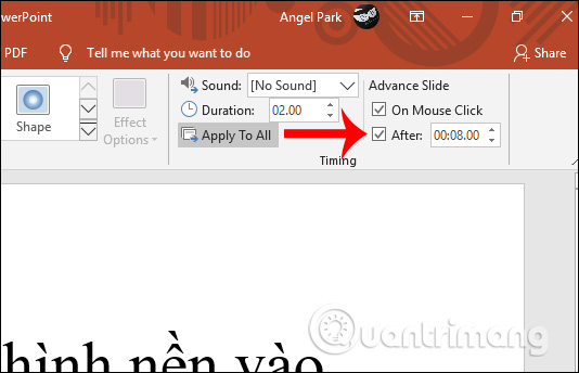 Nhấn vào ảnh để phóng to Thiết lập thời gian