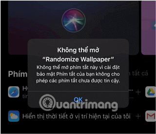 iPhone không cho thêm phím tắt bên thứ ba nếu đây là lần đầu bạn thực hiện