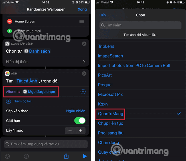 Chọn đúng Album chứa hình ảnh muốn đặt làm ảnh nền trên điện thoại