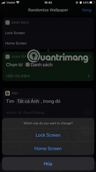 Chọn màn hình cài đặt ảnh nền tự động