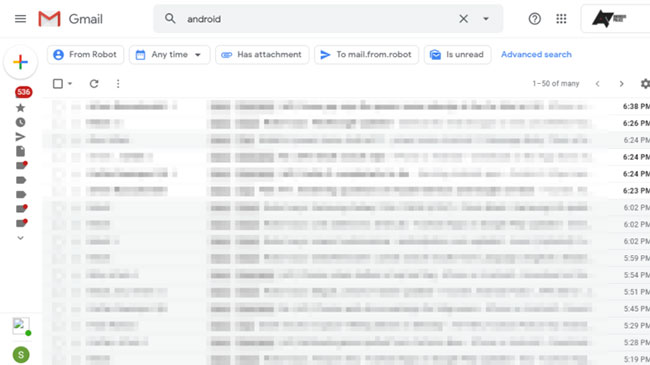 Search Chips của Google trong Gmail
