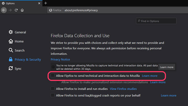 Cách xóa dữ liệu Telemetry trên Mozilla Firefox
