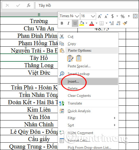 Cách thêm hàng xóa hàng trong Excel QuanTriMang com