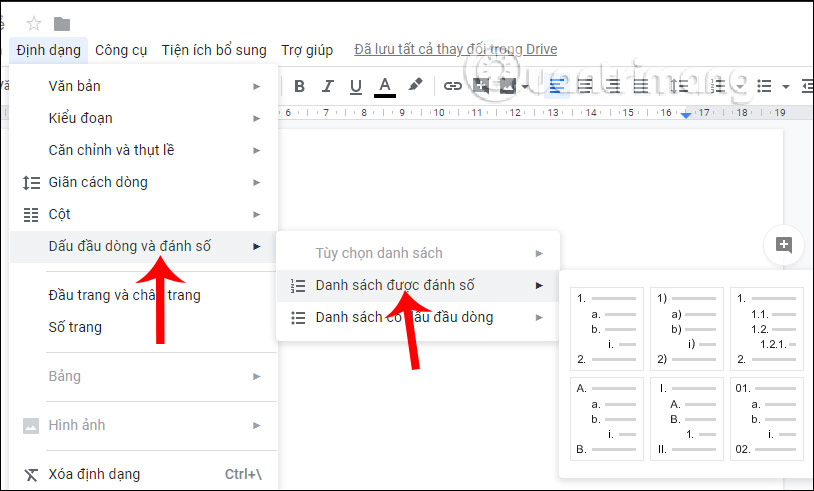 Cách tạo Multilevel List trong Google Docs