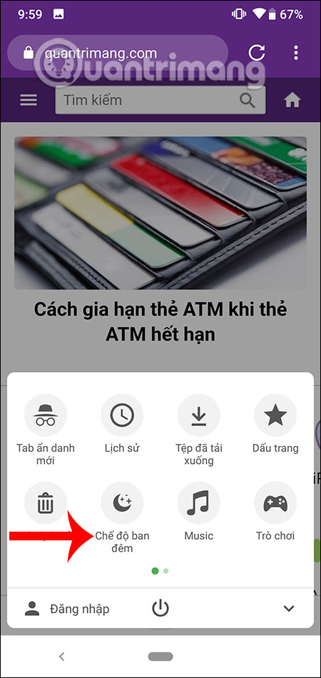 Bật chế độ ban đêm