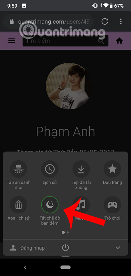 Tắt giao diện nền tối Cốc Cốc