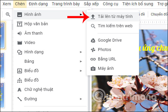 Chèn ảnh vào Google Slides là một cách tuyệt vời để tạo ra một bài thuyết trình chuyên nghiệp và ấn tượng. Sử dụng tính năng này, bạn có thể chèn ảnh và cùng với các nội dung khác để làm nổi bật thông điệp của mình. Hãy xem hình ảnh liên quan để có thêm kiến thức và trải nghiệm thú vị.