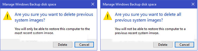 Cách quản lý không gian ổ đĩa cho Windows Backup trong Windows 10
