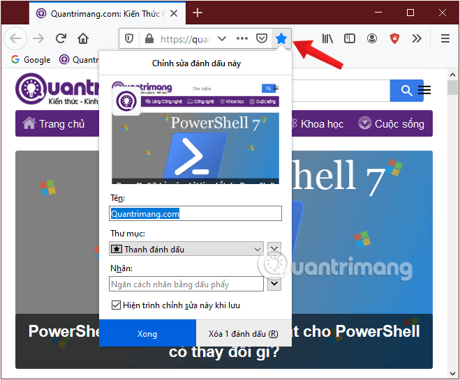 Quản lý các website đã bookmark trên Firefox