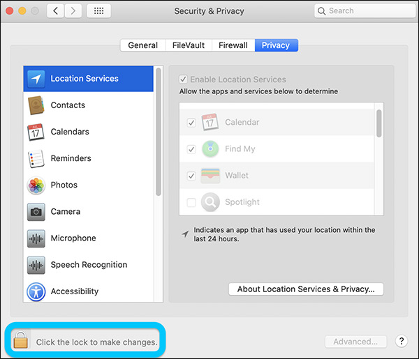 Mở khóa thiết lập 