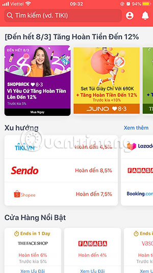 hoàn tiền lazada
