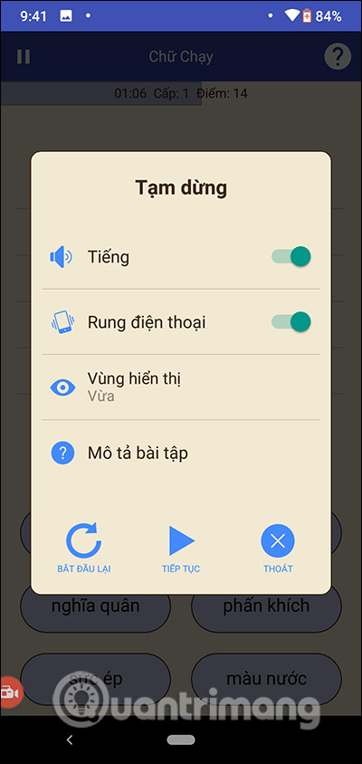 Dừng bài kiểm tra