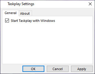Chọn hộp kiểm 'Start Taskplay with Windows'