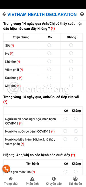 app khai báo sức khỏe android