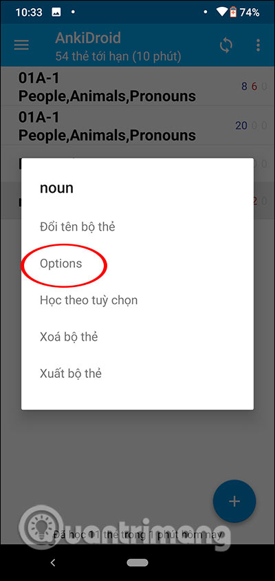 Tùy chọn bộ thẻ