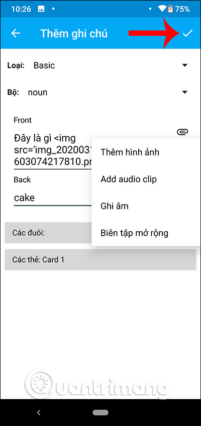 Nhập nội dung bộ thẻ