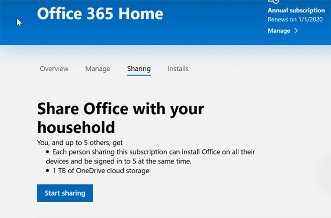 Cách chia sẻ đăng ký Office 365 Home với người khác
