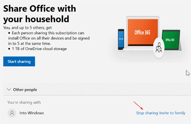 Cách chia sẻ đăng ký Office 365 Home với người khác 