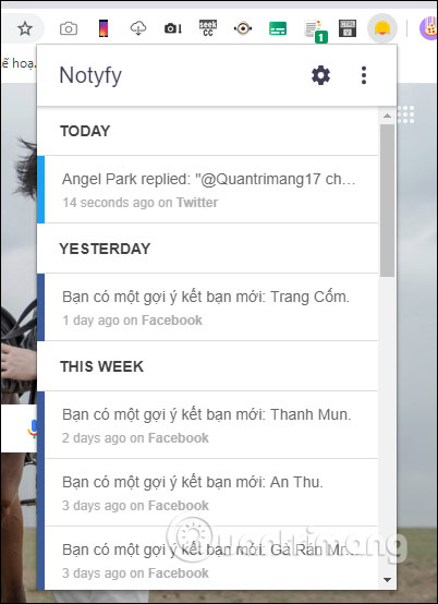 Phân thành nhóm thông báo 