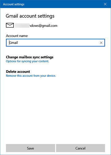 Nhấp vào tùy chọn Change mailbox sync settings