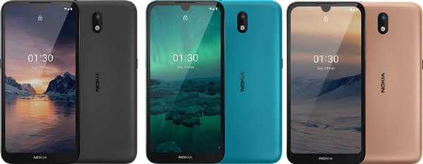 Nokia 1.3 sẽ có ba màu cho người dùng lựa chọn gồm Cyan, Sand, Charcoal