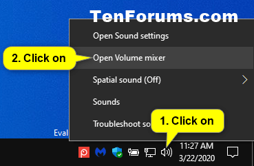 Nhấn vào Open Volume Mixer
