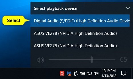 Thay đổi thiết bị phát âm thanh mặc định trong Windows 10