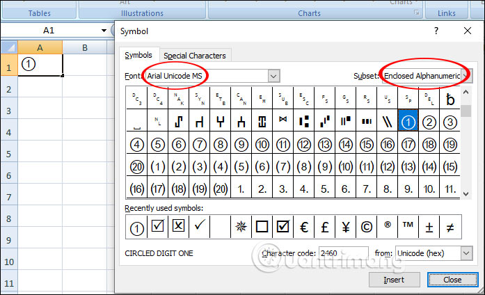 Tạo khoanh tròn đáp án trong Excel | Mầm non Gia Thượng