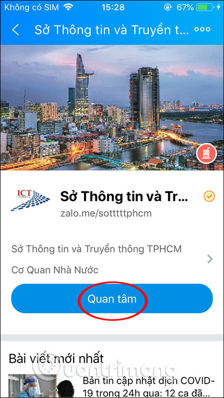 Nhấn Quan tâm