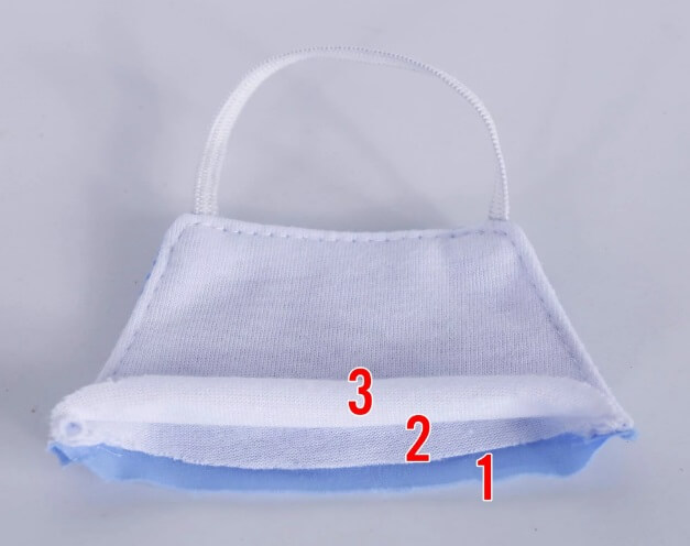 Khẩu trang phủ muối hấp tinh dầu tràm có cấu tạo 3 lớp.