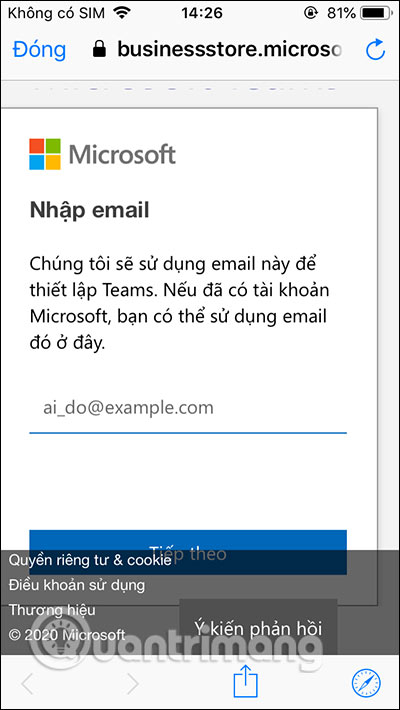 Nhập email