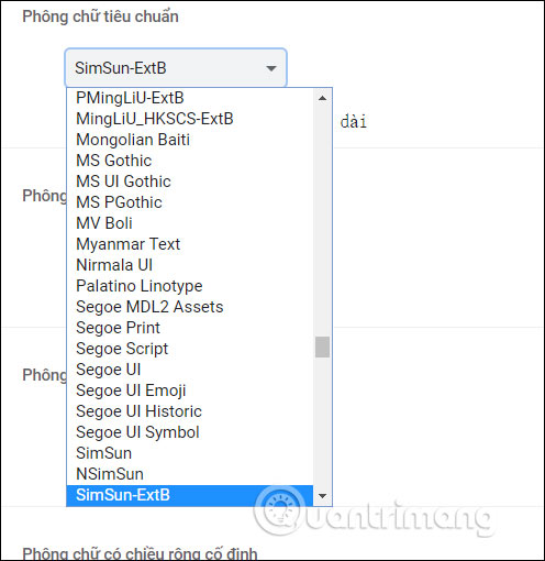 đổi font chữ google chrome