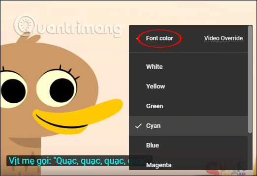 Cách đổi màu font chữ phụ đề YouTube