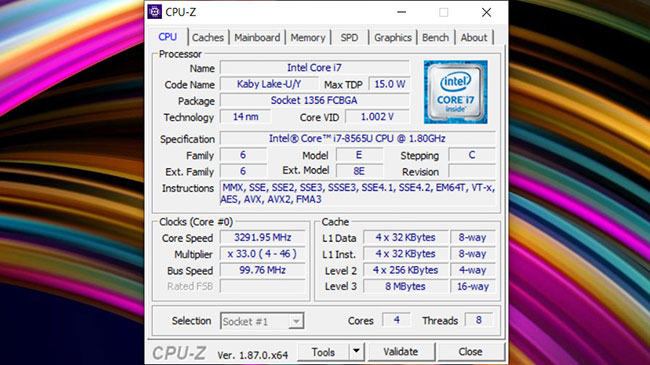 ExpertBook P3540 có bộ xử lý Intel Core i7-8565U thế hệ thứ 8