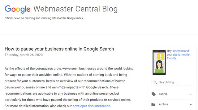 Trang hỗ trợ của Google