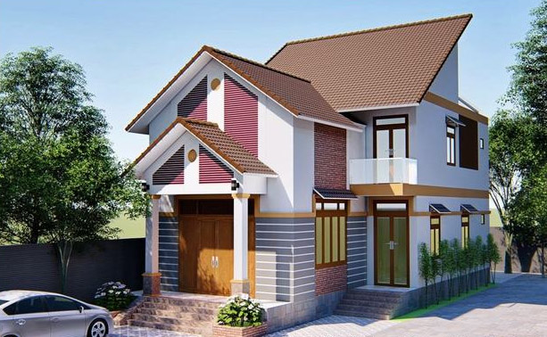 Nhà cấp 4 có gác lửng 3 phòng ngủ mái thái giá rẻ