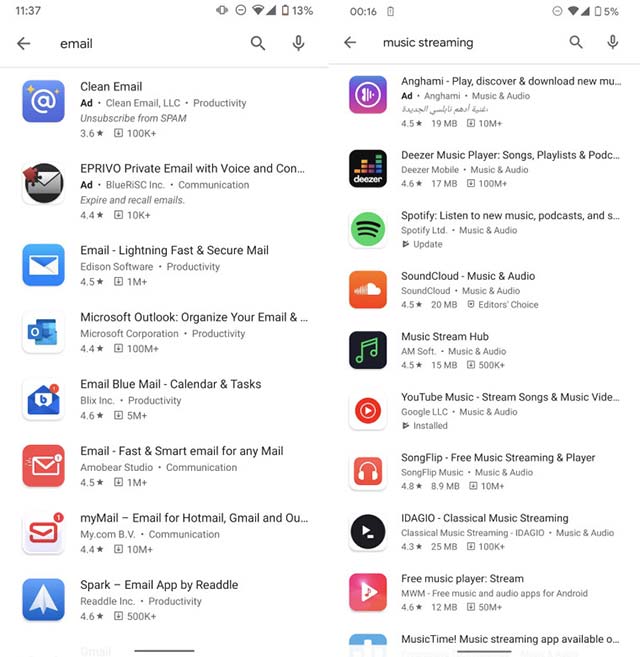 Thông tin cơ bản của ứng dụng được hiển thị