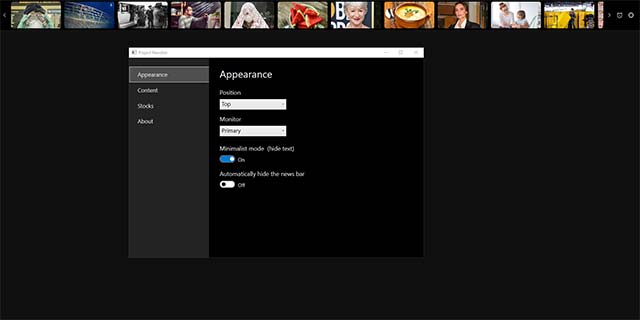 Điều chỉnh vị trí thanh bar