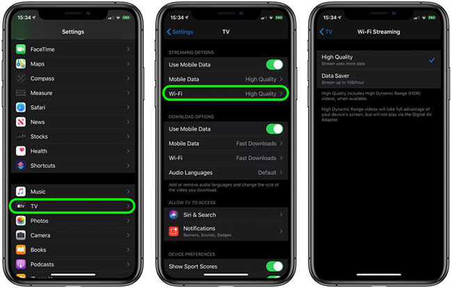 Trong Download Options, nhấn vào Wi-Fi