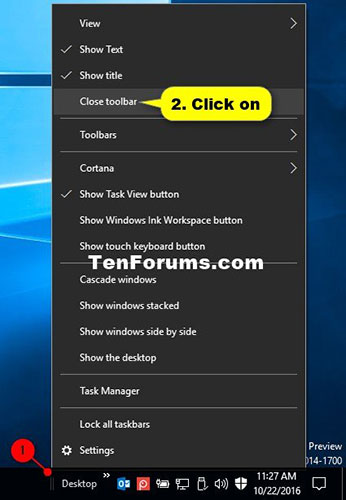 Nhấn vào Close toolbar