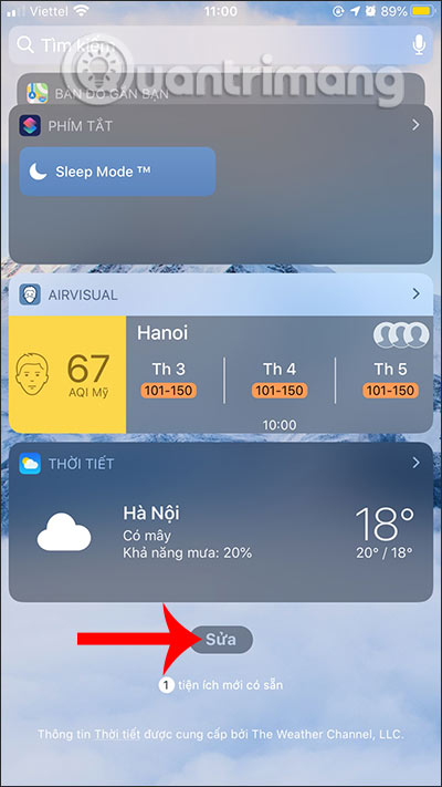 Sửa màn hình Tiện ích