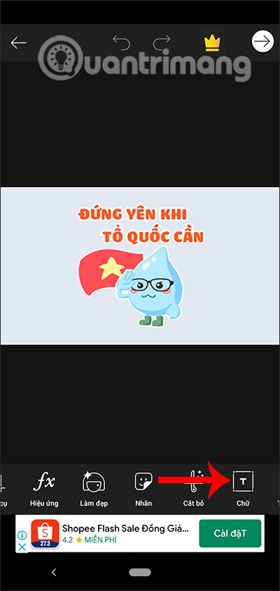 Chọn nhập chữ