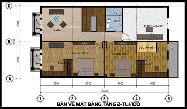 Biệt thự mini 2 tầng 150m2 tầng 2