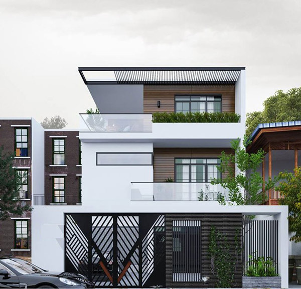 Mẫu biệt thự mini 3 tầng hiện đại