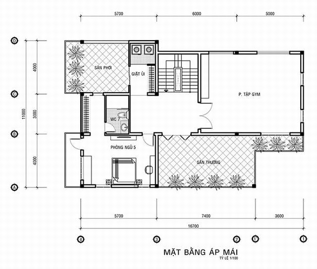 Mặt bằng tầng 3 biệt thự tân cổ điển sang trọng