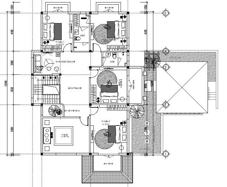 Biệt thự mái thái diện tích 200m2, tầng 2
