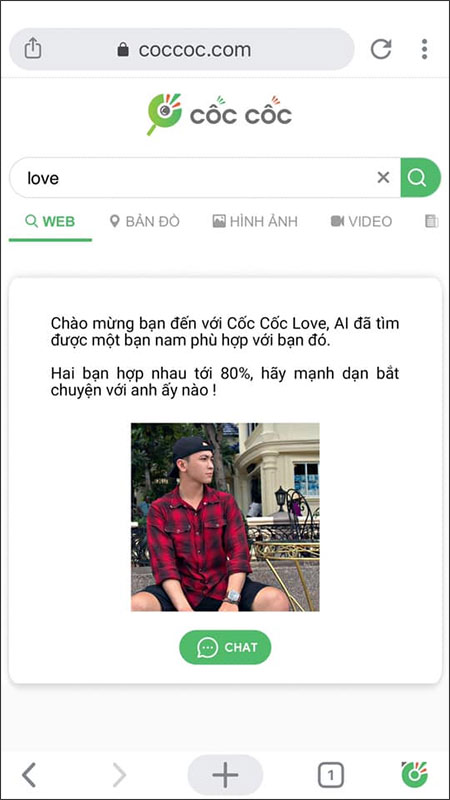 Chat trên Cốc Cốc Love 