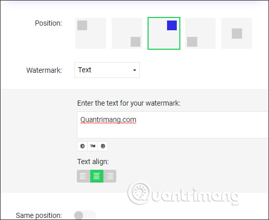 Chèn watermark dạng chữ