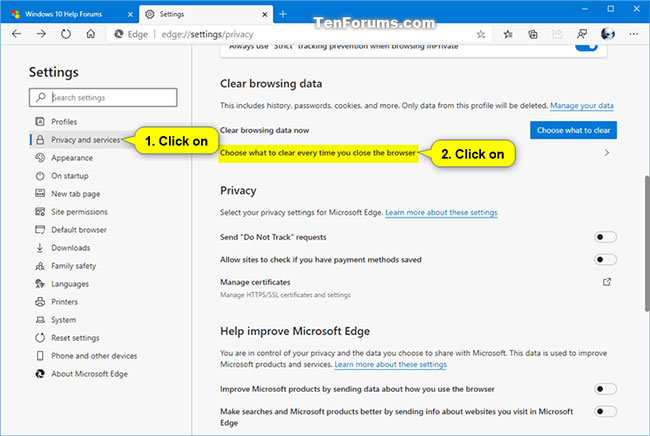 Xem và xoá lịch sử duyệt web trong trình duyệt Microsoft Edge