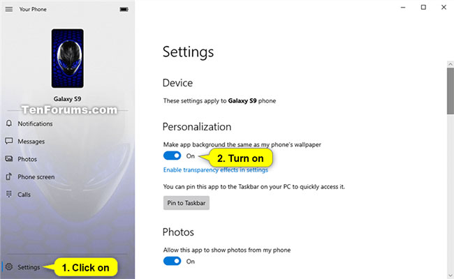 Bạn có thể bật tùy chọn Make app background the same as my phone's wallpaper, tùy theo những gì bạn muốn thực hiện